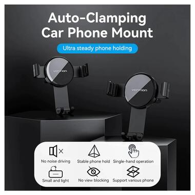 Автоутримувач для телефону Vention Auto-Clamping Car Phone Mount With Duckbill Clip Black (KCSB0) фото №2