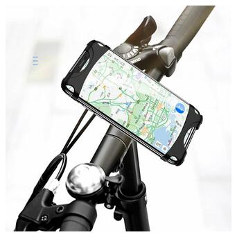 Велотримач для телефону на кермо Usams US-ZJ053 Bicycle Silicon Phone Holder Black фото №1
