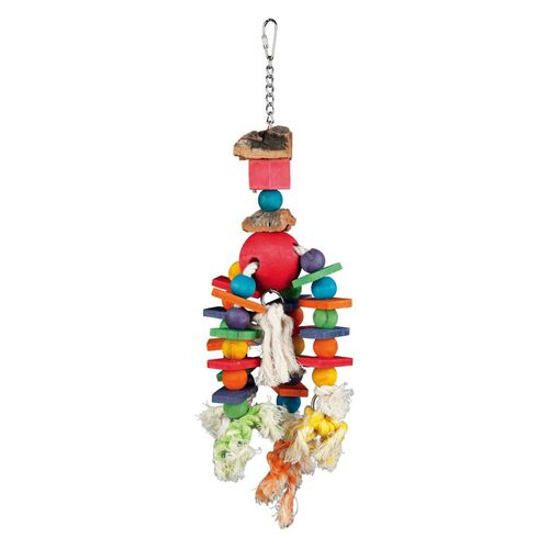 Игрушка для попугая Trixie Деревянная разноцветная на канате 35 см (58986) фото №1