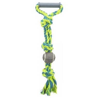 Іграшка для собак Trixie Канат плетений з ручкою та м'ячем 50 см d:6 см (4011905032801) фото №1