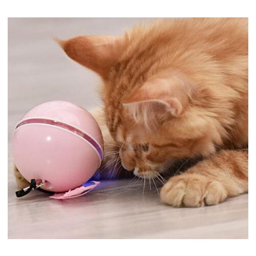 Іграшка для котів CatNip М'ячик з лазером Доганяйка LED інтерактивна сірий Рожевий фото №1