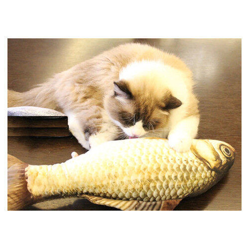 Іграшка риба для кішок CatNip Карась плюшева 3D з котячою м'ятою 30 см фото №5