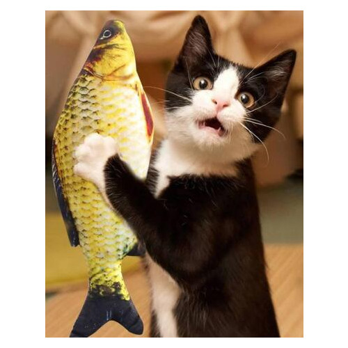 Іграшка риба для кішок CatNip Карась плюшева 3D з котячою м'ятою 30 см фото №3