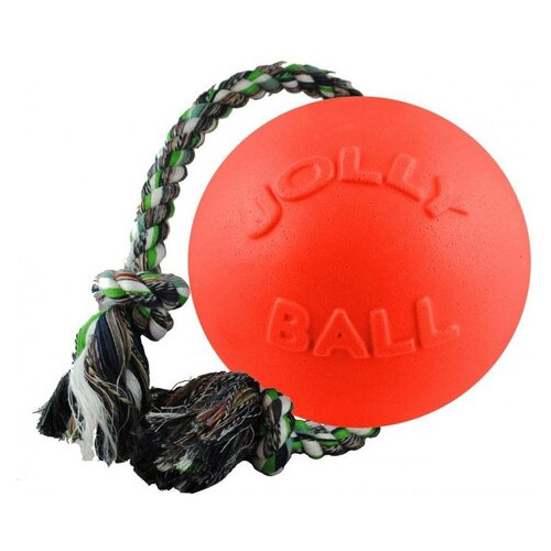 Іграшка для собак Jolly Pets М'яч з канатом Ромп-н-Ролл середня Помаранчева (606OR) фото №1