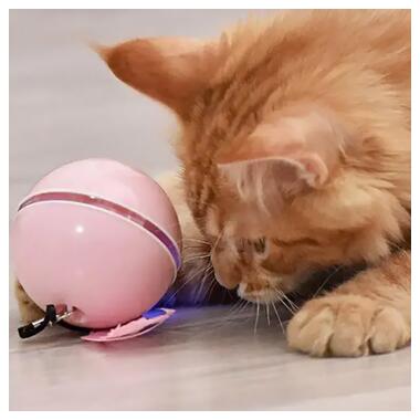 Розумна іграшка-тизер інтерактивна кулька для кішок DT411 світлодіодна з USB Pink фото №7