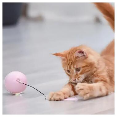 Розумна іграшка-тизер інтерактивна кулька для кішок DT411 світлодіодна з USB Pink фото №5