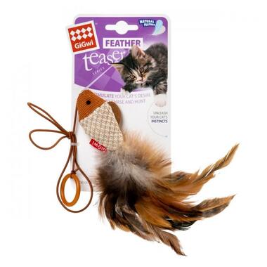 Іграшка для котів Дразнилка-рибка на палець GiGwi Teaser, перо, текстиль, 7 см (75026) (4823089352060) фото №1