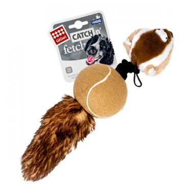 Іграшка для собак Барсук з 2-ма пищалками GiGwi Catchfetch, штучне хутро, тенісна гума, мотузка, 32 см (75075) (4823089351094) фото №1