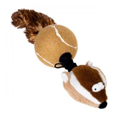 Іграшка для собак Барсук з 2-ма пищалками GiGwi Catchfetch, штучне хутро, тенісна гума, мотузка, 32 см (75075) (4823089351094) фото №2