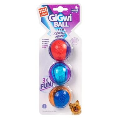 Іграшка для собак Три м'ячі з пищалкою GiGwi Ball, гума, 5 см (2323) (4823089351148) фото №2