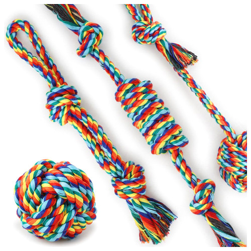 Іграшка мотузка для собак Taotaopets 031108 Multi Color Ver.1 домашніх тварин фото №1