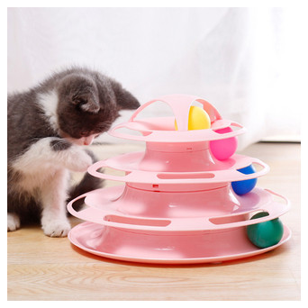 Іграшка для кота Taotaopets 077705 Башта Pink 25*16.5см інтелектуальна 4-х рівнева фото №3
