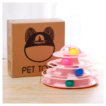 Іграшка для кота Taotaopets 077705 Башта Pink 25*16.5см інтелектуальна 4-х рівнева фото №7