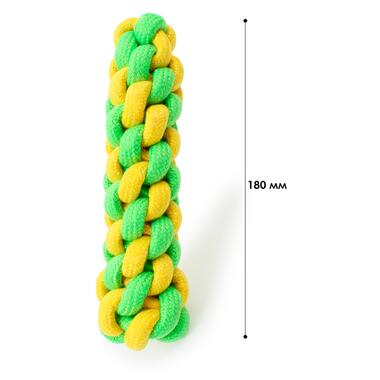 Іграшка Taotaopets 032225 плетена мотузка 18 см для котів та собак Green + Yellow фото №2