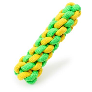 Іграшка Taotaopets 032225 плетена мотузка 18 см для котів та собак Green + Yellow фото №1