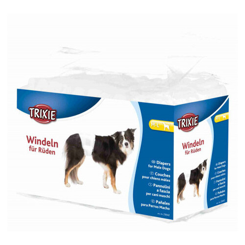 Гігієнічна пов'язка Trixie для собак, розмір ML, біла, 46-60 см, упаковка 12 шт (136917) фото №1
