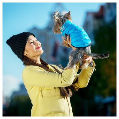 Курточка для собак AiryVest Lumi двостороння, що світиться, розмір L 65, салатово-блакитна (2324) (4823089305202) фото №5