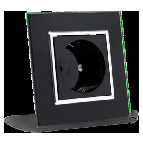 Розетка із заземленням Livolo, колір чорний хром, матеріал скло (VL-C7C1EU-12C) фото №6