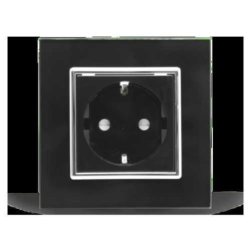Розетка із заземленням Livolo, колір чорний хром, матеріал скло (VL-C7C1EU-12C) фото №3
