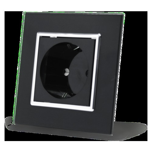 Розетка із заземленням Livolo, колір чорний хром, матеріал скло (VL-C7C1EU-12C) фото №2