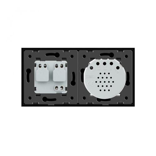 Сенсорний вимикач з розеткою з кришкою Livolo IP44 чорний скло (VL-C701/C7C1EUWF-12) фото №2