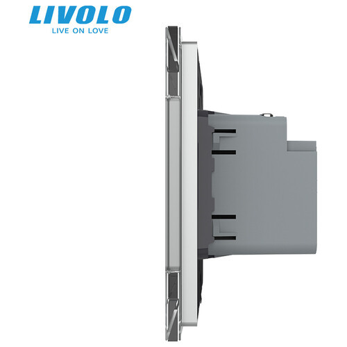 Розетка USB type C із блоком живлення 45W Livolo сірий (VL-C7-FCUC-2IP) фото №2