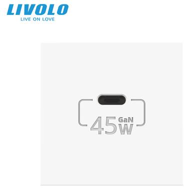 Механізм розетка USB type C із блоком живлення 45W Livolo білий (VL-FCUC-2WP) фото №3