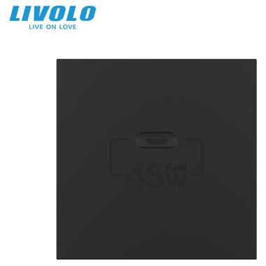 Механізм розетка USB type C із блоком живлення 45W Livolo чорний (VL-FCUC-2BP) фото №3