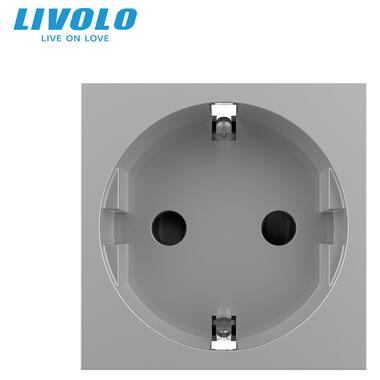 Механізм розетка із самозатискними клемами із заземленням Livolo сірий (VL-FCTC16A-2IPS01) фото №2