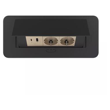 Меблева розетка подвійна з USB-A і USB-C Livolo золотий в чорному (VL-SHS013-FCTC-FCUA.UCAP-B) фото №3