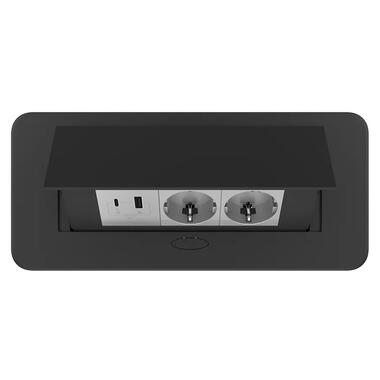 Меблева розетка подвійна з USB-A і USB-C Livolo сірий в чорному (VL-SHS013-FCTC-FCUA.UCIP-B) фото №3