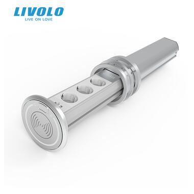 Розумна висувна підйомна прихована потрійна розетка з бездротовою зарядкою з USB Livolo (VL-SHS010) фото №3