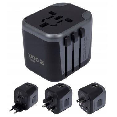 Розетка-адаптер електромережевий 110-240 В, до 8 А YATO з універсальним гніздом з USB і вилками YT-81301 фото №10