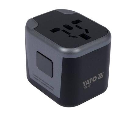 Розетка-адаптер електромережевий 110-240 В, до 8 А YATO з універсальним гніздом з USB і вилками YT-81301 фото №3