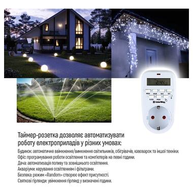 Таймер-розетка ColorWay (16A/3680W) электронный недельный 7D (CW-STE01-7D) фото №13