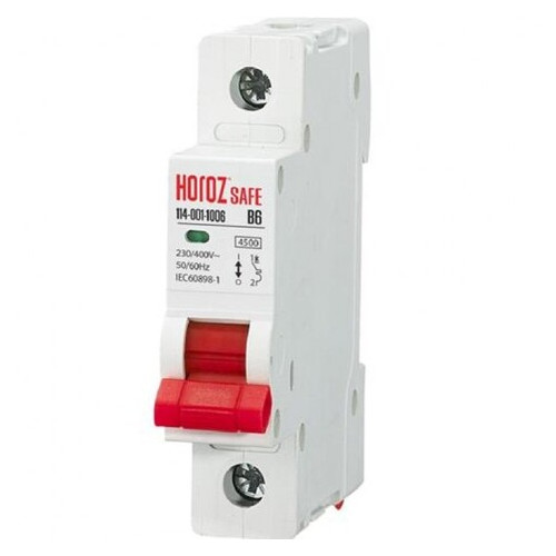 Автоматичний вимикач SAFE 6А 1P В Horoz Electric (114-001-1006-010) фото №1