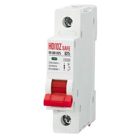 Автоматичний вимикач SAFE 25А 1P В Horoz Electric (114-001-1025-010) фото №1