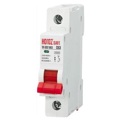 Автоматичний вимикач SAFE 63А 1P З Horoz Electric (114-002-1063-010) фото №1