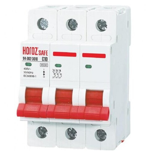 Автоматичний вимикач SAFE 10А 3P З Horoz Electric (114-002-3010-010) фото №1