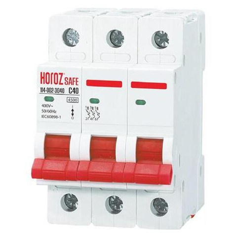 Автоматичний вимикач SAFE 40А 3P З Horoz Electric (114-002-3040-010) фото №1