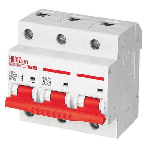 Автоматичний вимикач SAFE 80А 3P З Horoz Electric (114-002-3080-010) фото №1