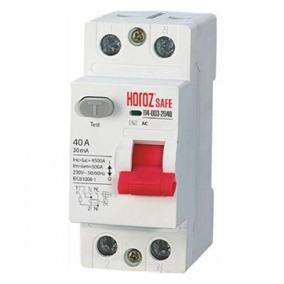 Диференціальний автомат SAFE 40А 2P Horoz Electric (114-003-2040-010) фото №1