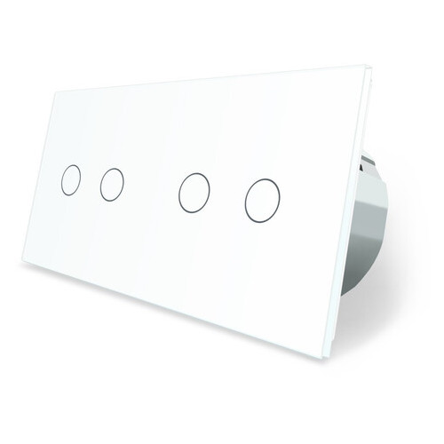 Сенсорний вимикач Livolo на 4 канали, колір білий, скло (VL-C702/C702-11) фото №1
