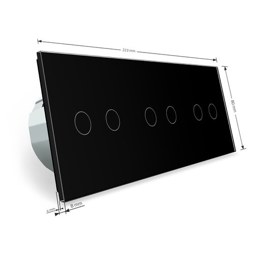 Сенсорний вимикач Livolo 2 2 2, колір чорний, скло (VL-C706-11) фото №4