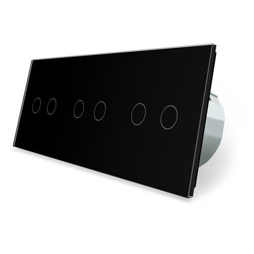 Сенсорний вимикач Livolo 2 2 2, колір чорний, скло (VL-C706-11) фото №2