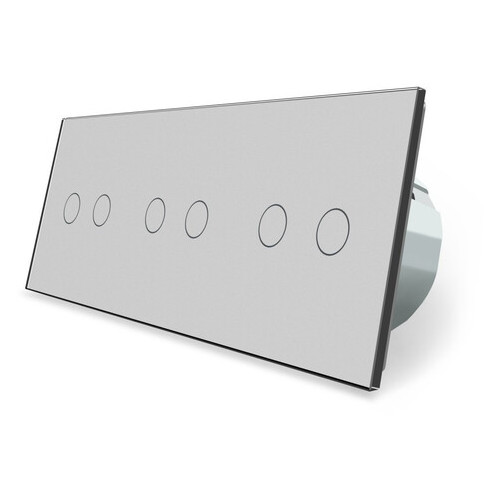 Сенсорний вимикач Livolo 2 2 2, колір сірий, скло (VL-C706-15) фото №1