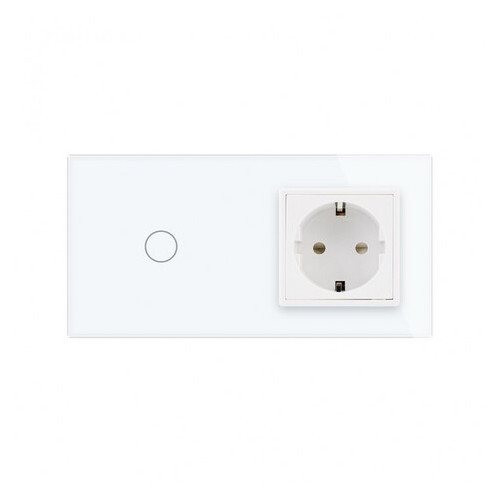 Сенсорний вимикач з розеткою Livolo, колір білий, скло (VL-C701/C7C1EU-11) фото №2