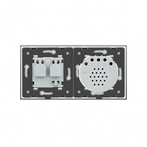 Сенсорний вимикач з розеткою Livolo, колір білий, скло (VL-C701/C7C1EU-11) фото №1