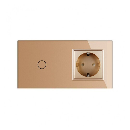 Сенсорний вимикач з розеткою Livolo, колір золото, скло (VL-C701/C7C1EU-13) фото №1
