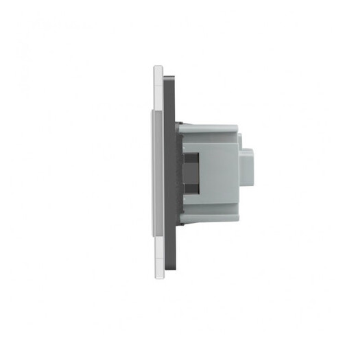 Сенсорний вимикач на 2 канали з розеткою Livolo, колір сірий, скло (VL-C702/C7C1EU-15) фото №2